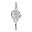 Sterling Silver Tennis Racket Pendant with Ball and String Detailing, Sports Jewelry