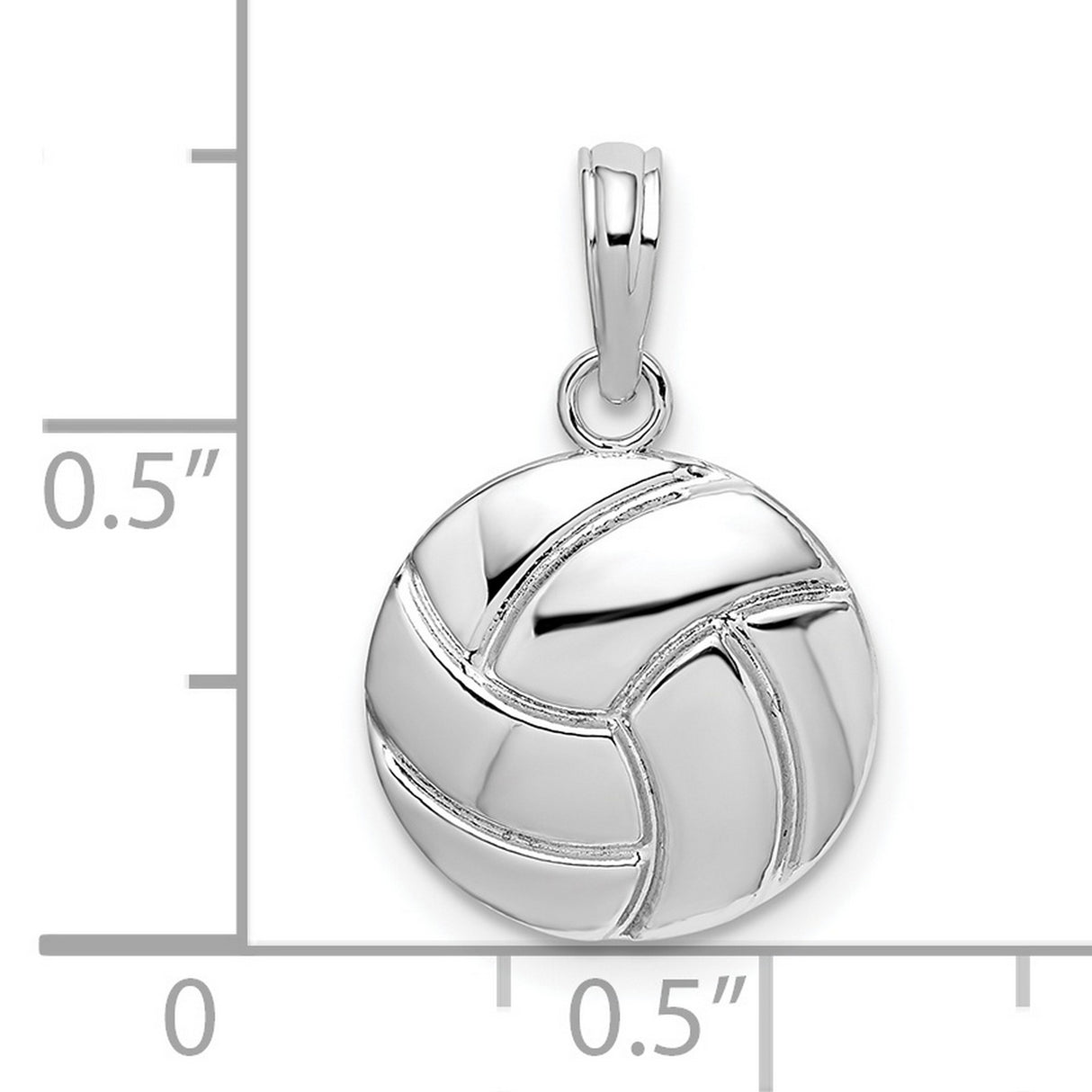 Sterling Silver Volleyball Pendant with 3D Polished Charm, Sports Jewelry for Women or Unisex Wear