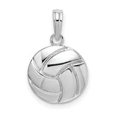 Sterling Silver Volleyball Pendant with 3D Polished Charm, Sports Jewelry for Women or Unisex Wear