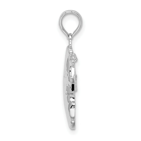 Sterling Silver Crescent Moon Face Pendant with Cubic Zirconia Star, Celestial Charm