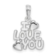 Sterling Silver I Love You Pendant with Raised Heart Accents, Romantic Jewelry for Women