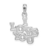 Sterling Silver Pendant Charm with I Love You Layered Text Design, Romantic Unisex Jewelry