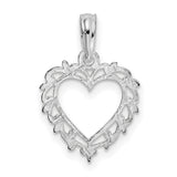 Sterling Silver Heart Pendant with Lace Filigree Design, Vintage Inspired Jewelry for Women