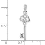 Sterling Silver Celtic Key Pendant with Shamrock Heart Detail, Irish Heritage Jewelry for Women