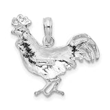 Sterling Silver Rooster Pendant with Detailed Design, Western Style and Farm-Inspired Charm