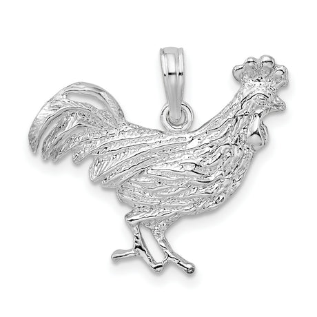 Sterling Silver Rooster Pendant with Detailed Design, Western Style and Farm-Inspired Charm