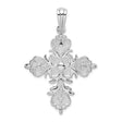 Sterling Silver Cross Pendant with Textured Fleur Design and Polished Details
