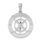 Sterling Silver Compass Pendant with North South East West Directional Markings, Nautical Travel Charm