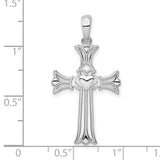 Sterling Silver Cross Pendant with Heart Claddagh Design, Faith and Love Symbol