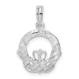Sterling Silver Claddagh Pendant with Crowned Heart, Celtic Symbol of Love and Friendship