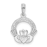 Sterling Silver Claddagh Pendant with Crowned Heart, Celtic Symbol of Love and Friendship