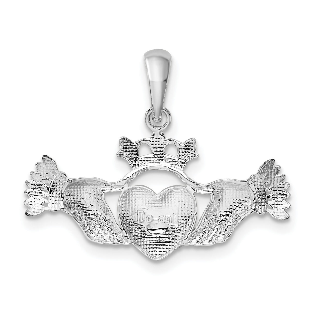 Sterling Silver Claddagh Pendant with Heart, Hands, and Crown, Celtic Symbol of Love and Loyalty
