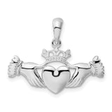 Sterling Silver Claddagh Pendant with Heart, Hands, and Crown, Celtic Symbol of Love and Loyalty