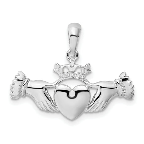 Sterling Silver Claddagh Pendant with Heart, Hands, and Crown, Celtic Symbol of Love and Loyalty