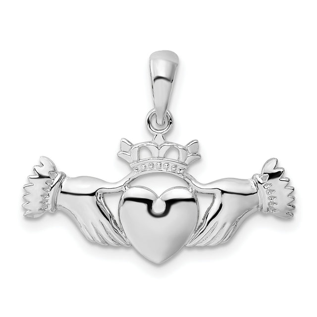 Sterling Silver Claddagh Pendant with Heart, Hands, and Crown, Celtic Symbol of Love and Loyalty