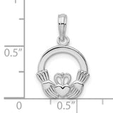 Sterling Silver Claddagh Pendant with Crowned Heart and Hands Symbolizing Love and Loyalty