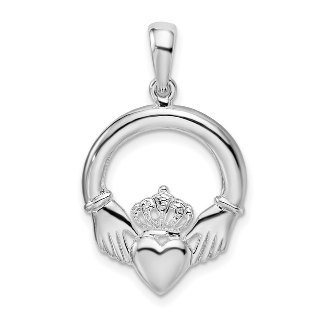 Sterling Silver Claddagh Pendant with Crowned Heart Symbolizing Love, Loyalty, and Friendship