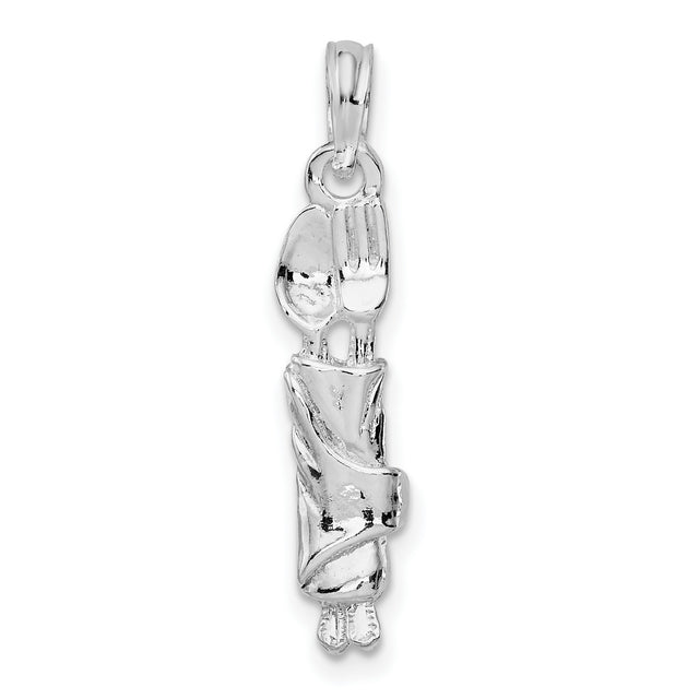 Sterling Silver Pendant, Wrapped Spoon Fork Knife Culinary Arts Charm