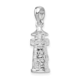 Sterling Silver Lighthouse Pendant with Detailed Brick Design, Nautical and Spiritual Symbol