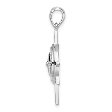 Polished Star Frame Compass Charm Pendant in Real 925 Sterling Silver