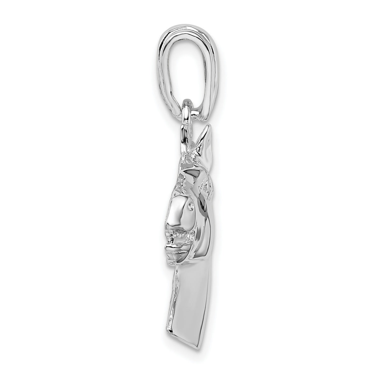 Polished Horse Head Charm Pendant in Real 925 Sterling Silver