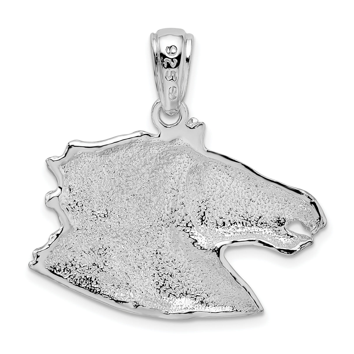 Polished Horse Head Charm Pendant in Real 925 Sterling Silver