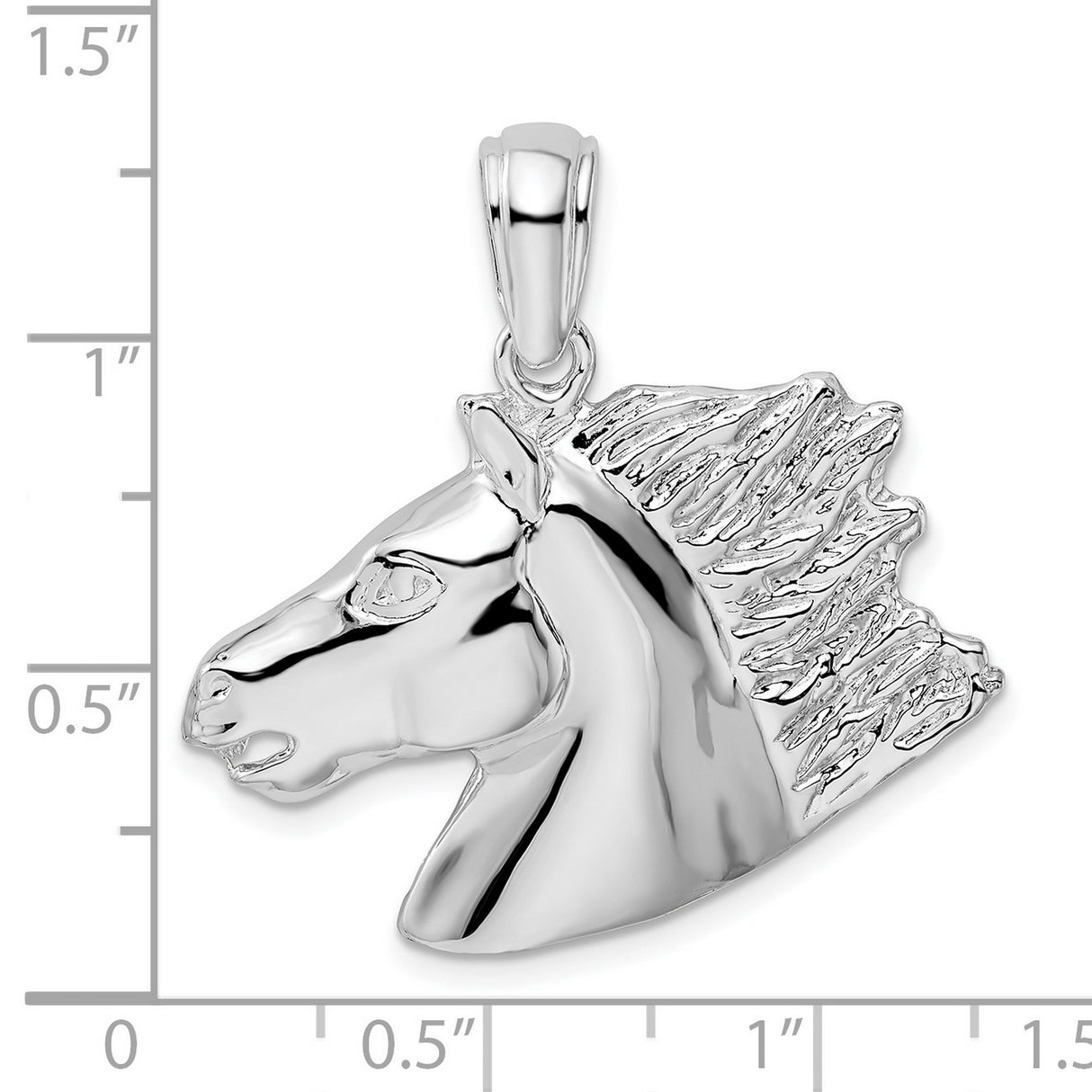 Polished Horse Head Charm Pendant in Real 925 Sterling Silver