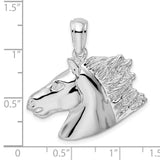 Polished Horse Head Charm Pendant in Real 925 Sterling Silver