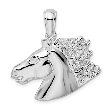 Polished Horse Head Charm Pendant in Real 925 Sterling Silver