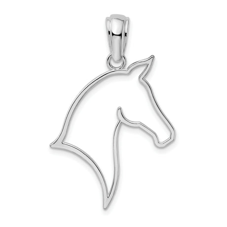 Sterling Silver Horse Head Outline Pendant, Equestrian Silhouette Western Style