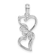Sterling Silver Heart Pendant with Intertwined Scroll Design, Romantic Openwork Charm