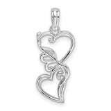 Sterling Silver Heart Pendant with Intertwined Scroll Design, Romantic Openwork Charm