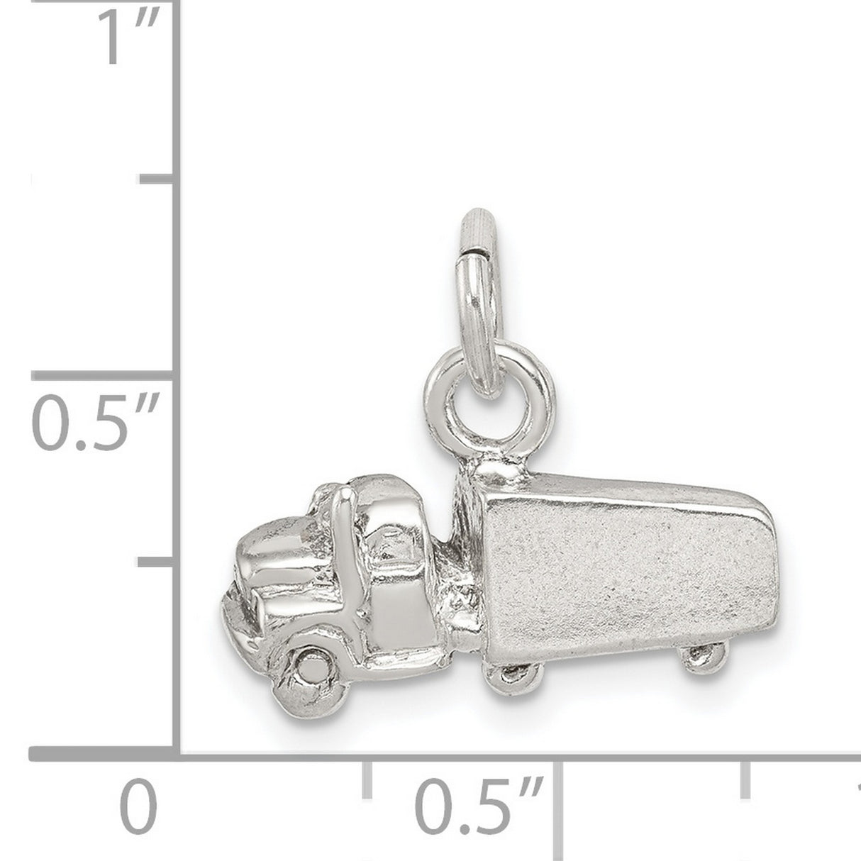 Semi with Trailer Charm Pendant in Real 925 Sterling Silver