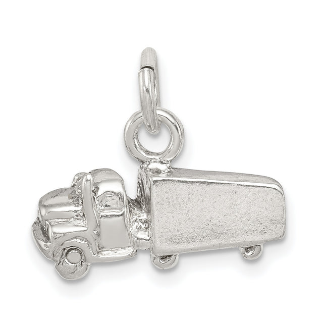 Semi with Trailer Charm Pendant in Real 925 Sterling Silver