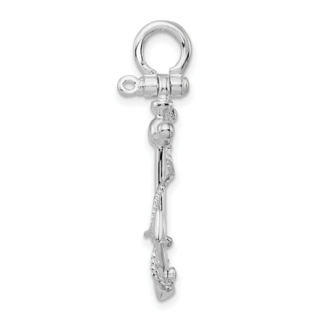 Sterling Silver Anchor Pendant with Rope Detail, Nautical Symbol of Hope and Strength, Unisex