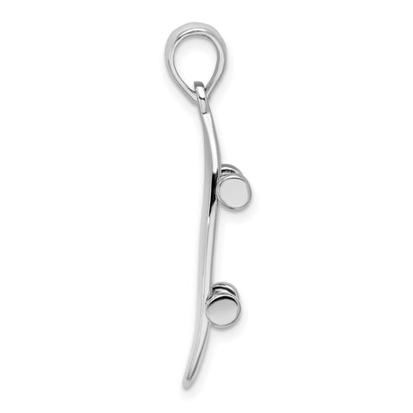 Sterling Silver Skateboard Pendant, Urban Style Skater Jewelry for Men, Women, and Teens