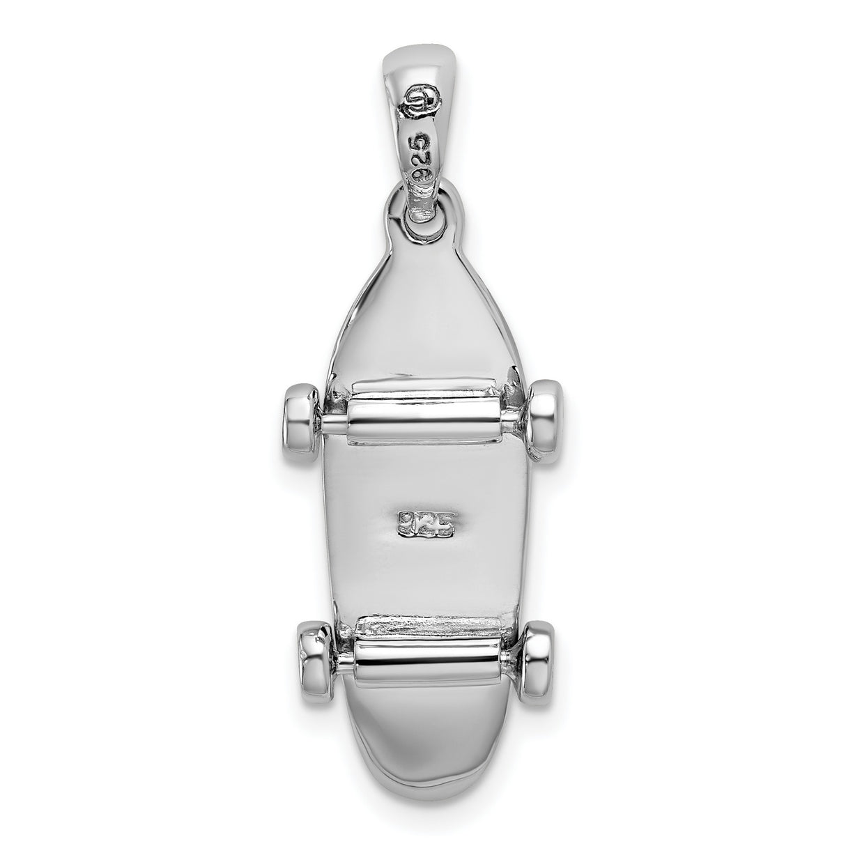 Sterling Silver Skateboard Pendant, Urban Style Skater Jewelry for Men, Women, and Teens