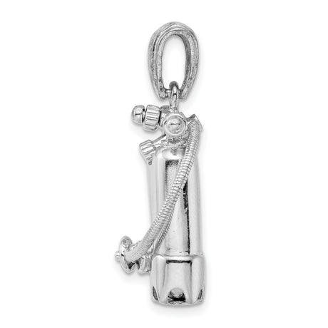 Sterling Silver Scuba Tank Pendant with Twin Tanks and Hose Detail, Nautical Diver Charm