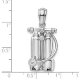 Sterling Silver Scuba Tank Pendant with Twin Tanks and Hose Detail, Nautical Diver Charm
