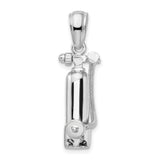 Sterling Silver Scuba Tank Pendant with Hose Detail, 3D Diving Charm for Men or Unisex