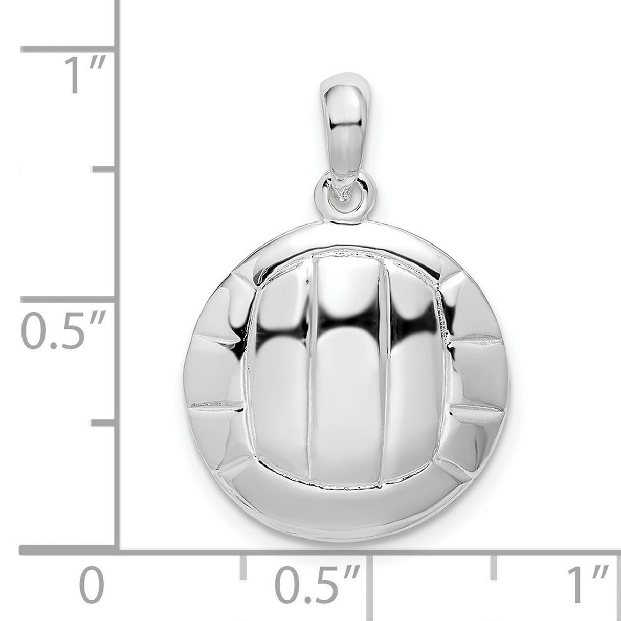 Sterling Silver Volleyball Pendant with Polished Round Design, Sports Jewelry for Athletes