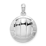 Sterling Silver Volleyball Pendant with Polished Round Design, Sports Jewelry for Athletes