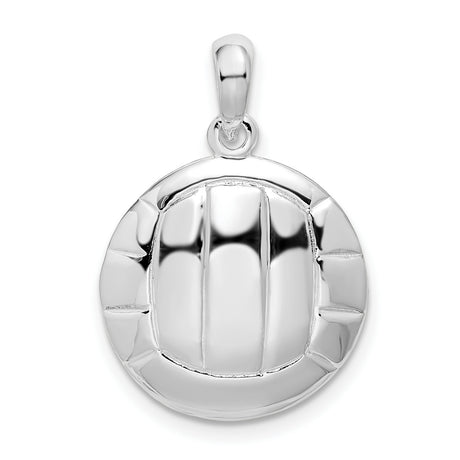 Sterling Silver Volleyball Pendant with Polished Round Design, Sports Jewelry for Athletes