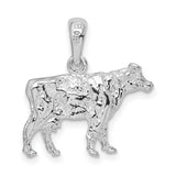 Sterling Silver Cow Pendant with Detailed 3D Bovine Design, Rustic Farm Animal Jewelry