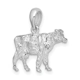 Sterling Silver Cow Pendant with Detailed 3D Bovine Design, Rustic Farm Animal Jewelry