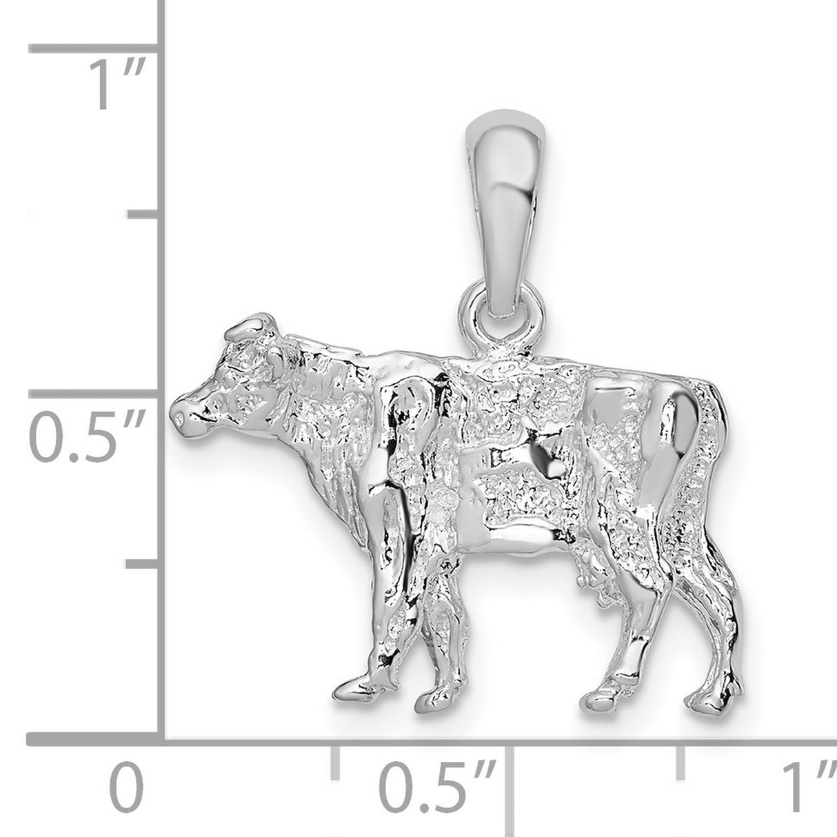 Sterling Silver Cow Pendant with Detailed 3D Bovine Design, Rustic Farm Animal Jewelry