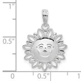 Sterling Silver Sun Face Pendant with Open Petal Rays, Celestial and Boho Style