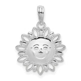 Sterling Silver Sun Face Pendant with Open Petal Rays, Celestial and Boho Style