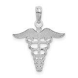 Sterling Silver Caduceus Pendant with Winged Snake Medical Symbol Charm