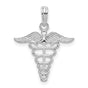 Sterling Silver Caduceus Pendant with Winged Snake Medical Symbol Charm